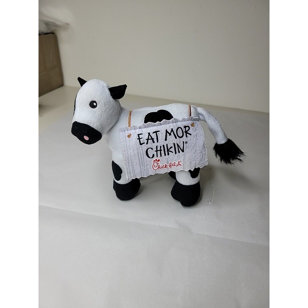Chick-fil-A Cow Plush Eat Mor Chikin Sign More Chicken Small Stuffed Animal 6.5"